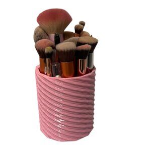 Pink Spiral Organizer Makeup Brush Holder Pen Cup Desk Vanity Craft Storage